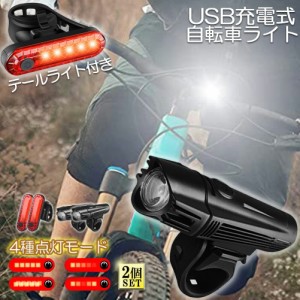 自転車ライト 充電式 2セット LED 防水 4種類点灯モード テーブルライト USB充電式 明るい 自転車 ライト ハイキング キャンプ 登山 夜釣