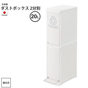 ゴミ箱 約20リットル 2分別 おしゃれ  ごみ箱 ダストボックス 2D 分別 キッチン スリム  LFS-932 WH