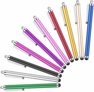 タッチペン スマホ用 極細タッチペン 10本セットipad iphone Androidスマートフォン タブレット対応 多色 静電容量性 ゴムペン先 タッチ