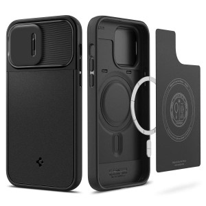 Spigen iPhone14Pro ケース MagSafe対応 カメラレンズ保護 スライド式 マグネット搭載 耐衝撃 Qi充電 ワイヤレス充電 ACS04993 (ブラック