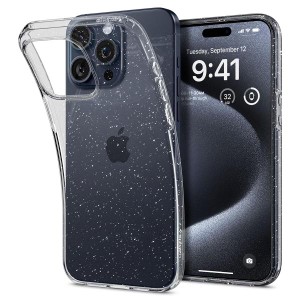 Spigen iPhone15Pro ケース クリア ラメ入り 薄型 耐衝撃 軽量 黄変抑制 ワイヤレス充電対応 ACS06701 クリスタルクオーツ