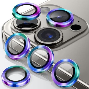 iPhone15Pro/iPhone15ProMax カメラレンズカバー カラフル 4枚入り カメラ保護 アルミ合金製+強化ガラス Ｗoxuyee