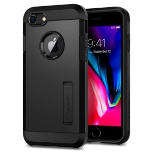 Spigen iPhone8 iPhone7 スマホケース 耐衝撃 二重構造 スタンド機能 ワイヤレス充電対応 054CS22216 ブラック