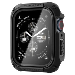 Spigen Apple Watch ケース 41mm ガラス 一体型 Series 9/8/7対応 保護カバー タフ・アーマー ACS04191 ブラック