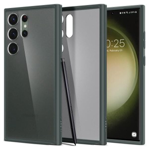 Spigen Galaxy S23 Ultra ケース [ SC-52D | SCG20 ] 背面クリア 二重構造 黄ばみなし ワイヤレス充電対応 ACS06080 フロストグリーン