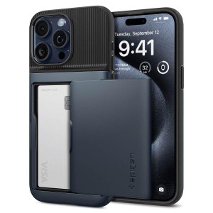 Spigen iPhone15ProMax ケース カード収納 米軍MIL規格 耐衝撃 ACS06591 メタル・スレート