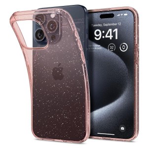 Spigen iPhone15Pro ケース クリア ラメ入り 薄型 耐衝撃 軽量 黄変抑制 ワイヤレス充電対応 ACS06702 ローズクォーツ