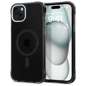 CYRILLbySpigen iPhone15 ケース MagSafe対応 半透明 ストラップホール付き Qi充電 ACS06826 ブラック