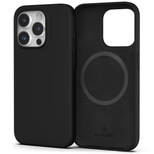 Sinjimoru iPhone15Pro ケース Magsafe対応 シリコン素材 ワイヤレス充電対応 ブラック
