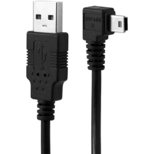 JSER Mini USB B タイプ5ピンオス右向きL字型からUSB 2.0オスデータケーブル フェライト3m付き