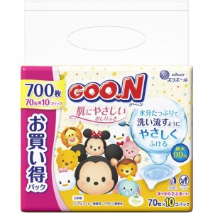 大王製紙 グーン肌にやさしいおしりふき 70枚×10P