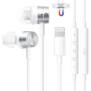 イヤホン 有線 【Apple社 MFi正規認証品】磁気設計 HiFi 重低音 ライトニング 軽量?小型 遅延なし 簡単操作 イヤフォン 鮮明でクリアな