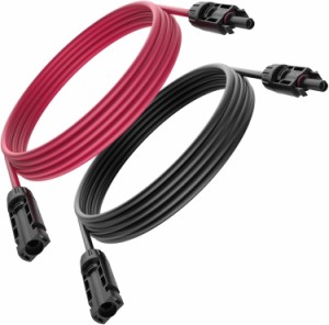 MC4 延長ケーブル 12AWG　ソーラー 延長ケーブル ソーラーパネル接続用 2本セット（3m赤+3m黒）