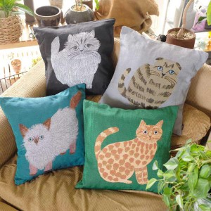 松尾ミユキ Cushion cover｜クッションカバー 45×45cm インテリア おしゃれ かわいい 猫