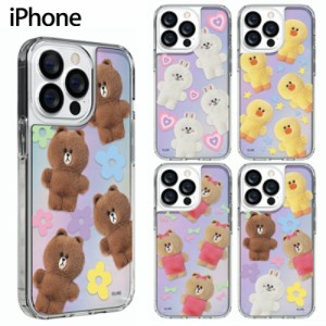 iPhoneケース LINE FRIENDS ラインフレンズ ホログラム 透明 スケルトン クリア スマホケース グッズ キャラクターiPhone14 Pro MAX iPho