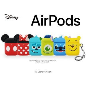 ディズニー AirPods ケース カバー エアーポッズケース 高品質 シリコン 衝撃吸収 カラビナ付き 落下防止 Airpod/Airpods2 イヤホンカバ