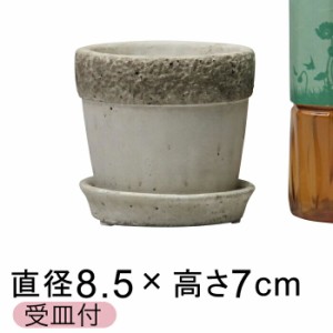 セメントポット リト 植木鉢 おしゃれ 丸型 8.5cm 〔受皿付〕【rito00203】