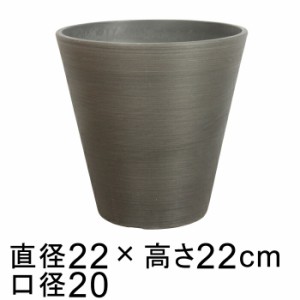 硬質・合成樹脂製 鉢カバー 丸型 22.5cm チャコール系 鉢底穴無 ◆穴あけ加工の選択可◆【cv-044976】