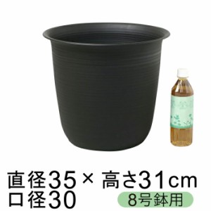 鉢カバー 8号鉢用 ツリー 35cm 黒 プラスチック 鉢底穴無 ベーシックな鉢カバー シンプルな 軽い 観葉植物 オフィスにも【yp-tree08bk】