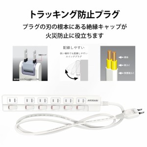 電源タップ ACコンセント 6個口 節電タップ 6ヵ月保証 1500W 1m 延長コード 雷ガード・ホコリ防止 おしゃれ シャッター付き 配線しやすい