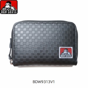 BEN DAVIS ベンデイビス 二つ折り財布 型押し ラウンドファスナー コンパクト 合成皮革 メンズ レディース BDW-9313V1