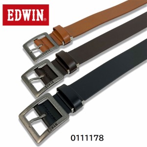 EDWIN エドウィン 35mm レザーベルト 床革 カジュアル ギャリソンベルト メンズ レディース ニッケルフリーメッキバックル 0111178