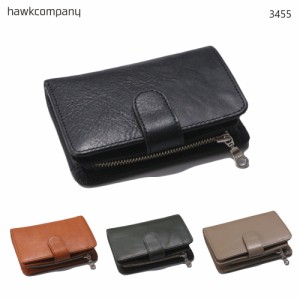 Hawk Company ホークカンパニー 二つ折り財布 イタリアンレザー 本革 財布 メンズ レディース 男女兼用 ミドルウォレット 3455