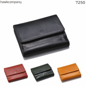Hawk Company ホークカンパニー 二つ折り財布 イタリアンレザー ボックス型小銭入れ 本革 財布 メンズ レディース 薄い スリム ミニ財布 