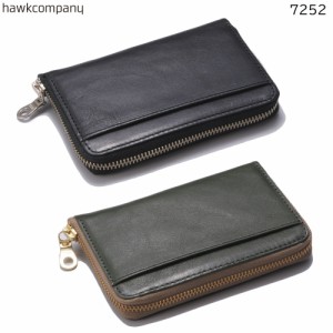 Hawk Company ホークカンパニー 二つ折り財布 ラウンドファスナー 本革 牛革 メンズ レディース 男女兼用 BOX型小銭入れ 7252