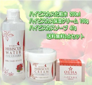 ハイビスカスコスメ3点セット 送料無料 ハイビスカス化粧水200ml＆ハイビスカス保湿クリーム100g＆ハイビスカス石けん47g ハイビスカス蒸