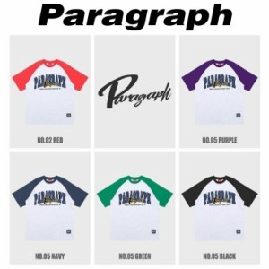 新作 PARAGRAPH パラグラフ ロゴ刺繍ラグラン半袖Tシャツ メンズ レディース 正規品 公式 韓国ブランド 韓国ファッション ユニセックス 