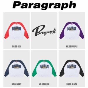 新作 PARAGRAPH(パラグラフ)ロゴ刺繍ラグランスウェット 正規品 公式 メンズ レディース 韓国ブランド 韓国ファッション トレーナー ユニ