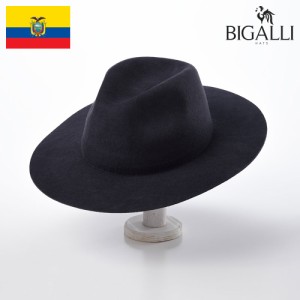 BIGALLI 中折れハット フェルトハット フラットブリム つば広 帽子 秋 冬 メンズ レディース 大きいサイズ フェルト帽 カジュアル シンプ