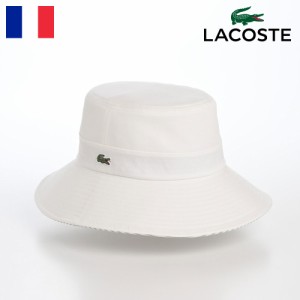 LACOSTE バケットハット つば広 帽子 メンズ レディース 春 夏 サファリハット ワニロゴ シンプル カジュアル サイズ調整 アウトドア  ラ