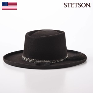 STETSON ステットソン ハット ラビットフェルト 馬毛装飾 ポークパイタイプ 帽子 フェルトハット メンズ レディース 紳士帽 秋 冬 大きい