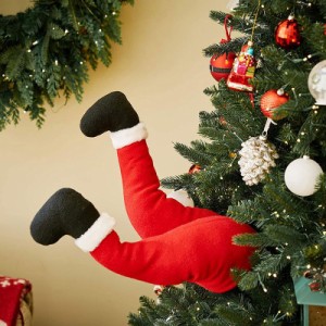 クリスマスツリーの装飾 ぬいぐるみのドアの装飾 サンタクロースのエルフの脚 クリスマスの装飾の家の吊り下げ