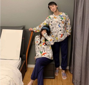 ペアルックパジャマ 上下セット カップルペアルック 春秋冬ルームウェア 長袖 ペアルックパジャマお揃い 可愛い スヌーピー柄　男女兼用