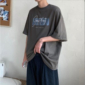 Tシャツ 半袖 メンズ オーバーサイズ ビッグシルエット ワードプリント ブランド 韓国 ファッション ストリート系