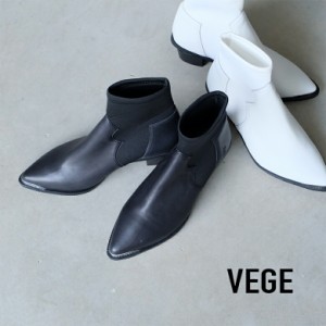【SALE】VEGE ベジ レディース ウェスタンブーツ ストレッチ シルバープレート 本革 ホワイト 白ブーツ Urban Western Boots 履きやすい 