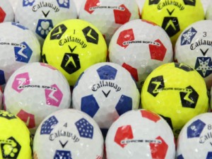 ABランク キャロウェイ Callaway Chrome Soft(x) サッカーボール柄混合 30個 球手箱 ロストボール