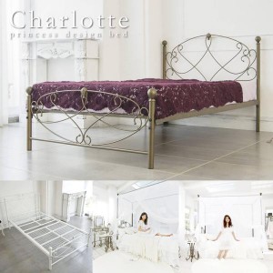 ベッド ベッドフレーム 安い 姫系ベッド アイアンベッド 天蓋付き かわいいベッド ゴージャス Charlotte シングル