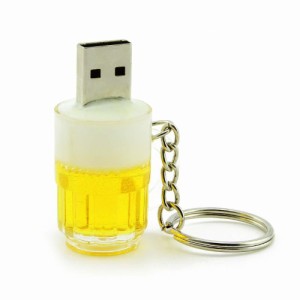 送料無料　おもしろ USB メモリ 4GB ビール型　USBフラッシュメモリ　キーホルダー　BEER 生ジョッキ　USB2.0　誕生日 記念日 select ギ