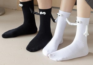 送料無料 靴下 レディース 可愛い 3D人形 カップル スポーツソックス メンズ 手を繋ぐ 磁気吸引 ソックス レディース靴下 多用途 高耐久 