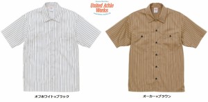 ユナイテッドアスレ T/C ストライプ ワーク ショートスリーブ シャツ メンズ XXXL 4L XXXXL 5L 形状安定