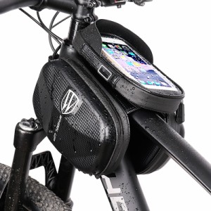 自転車バッグ トップチューブバック EVAハードケース フレームバッグ 防水防雨 6.5inch スマホケース タッチ操作 サイクルバッグ D45