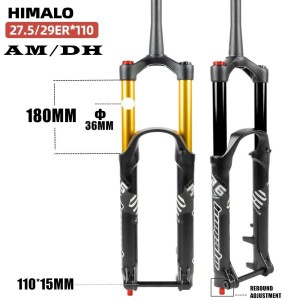 HIMALO MTBサスペンションフォーク ダンピング調整 エアフロントフォーク テーパード 自転車フォーク マウンテンバイクフォーク スルーア