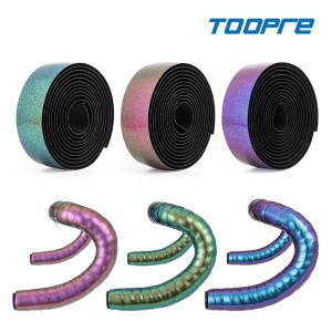 TOOPRE バーテープ ロードバイク用 交換用 ハンドルバーテープ グラデーションカラー 極光色 滑り防止 衝撃吸収 エンドキャップ付き tp01