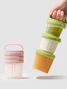 赤ちゃん 離乳食 弁当箱 子供食器セット 計量カップ 3個セット 畳もち 収納 携帯便利 冷蔵庫 電子レジ 対応  my024