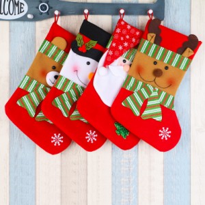 4枚セット クリスマスの靴下 サンタクロース 雪だるま 熊 トナカイ クリスマス ソックス クリスマスツリー 飾り 可愛い オーナメント プ
