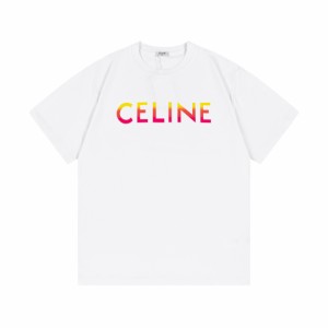 Celineグラデーションレターロゴ半袖Tシャツ 